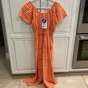 NWT, large pink city prints Rah Rah Spanish Clementine gingham dress